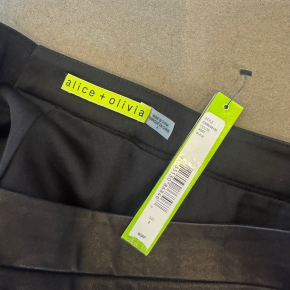 Alice + Olivia Black Lamb Leather trim Maxi Skirt - Picture 5 of 8
